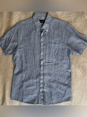 Bruun & Stengade Blue Linen Blend Shirt Modern Fit 15.75
